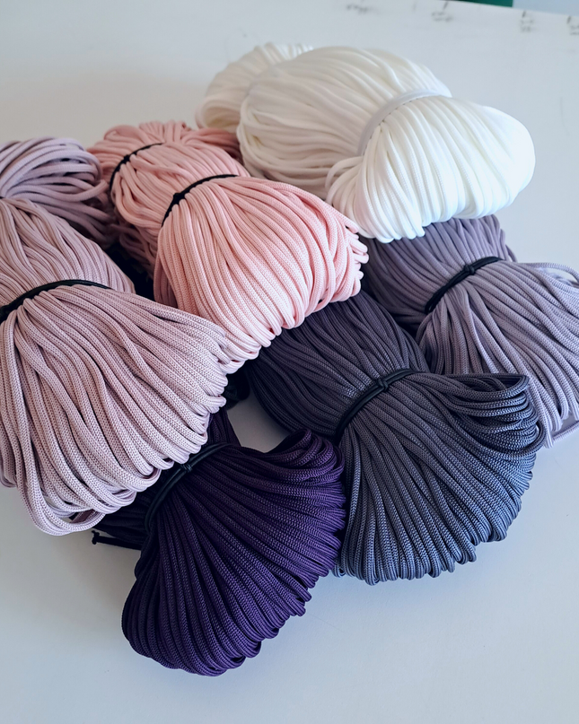 Macrame cord in coils