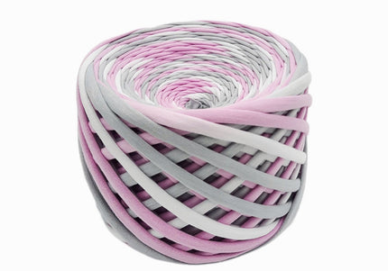 pink-grey-white segment T-shirt yarn. cotton hand dyed yarn for crochet