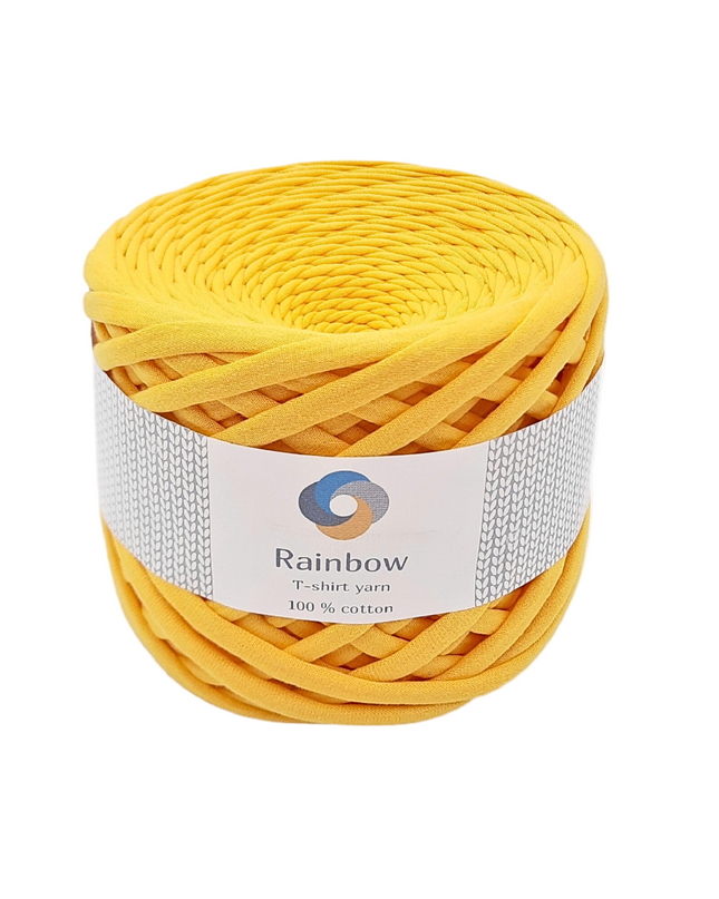 T-shirt crochet yarn for bags, napkins. Yellow colour 100 meters long