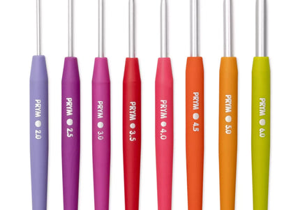 Alt text suggestion:
Prym crochet hook set sizes 2 to 6 mm, ergonomic handle for knitting and crochet projects
