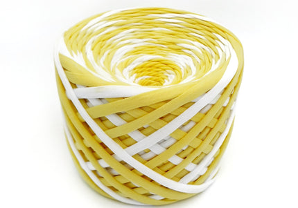 T-shirt yarn yellow colour. Hand dyed yarn for crochet purses