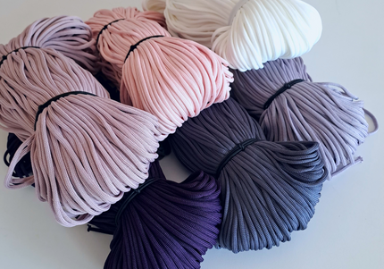 Macrame cord in coils