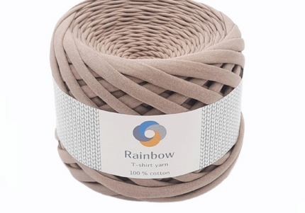Tshirt yarn cappuccino colour. jersey yarrn for crochet bags. nude colour  yarn