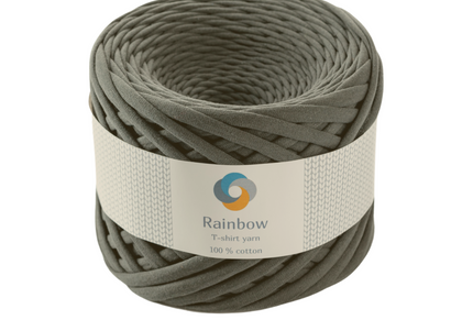 Khaki textile yarn. Tshirt yarn green colour. Crochet bag yarn