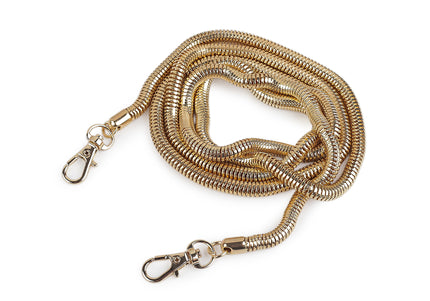 Gold chain strap with clasp on a white background