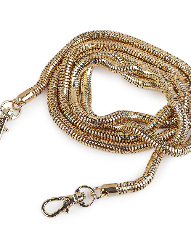Gold chain strap with clasp on a white background