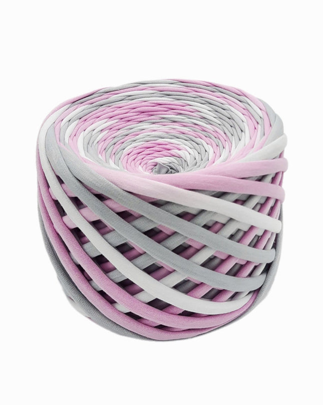 pink-grey-white segment T-shirt yarn. cotton hand dyed yarn for crochet