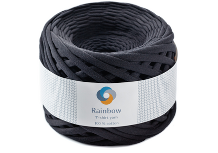 Black tshirt yarn. Crochet yarn black colour. 270-350 grams weight yarn