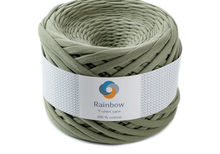 Yarn for crochet bag. Tote bag yarn. Green colour tshirt yarn